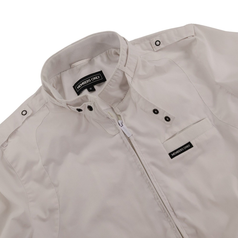 Members Only Mens Iconic Racer Jacket White Size M Full Zip Vintage Style